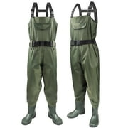 Chest Waders with Boots, Womens Fishing Waders, Nylon 2-Ply Rubber Bootfoot for Hunting Fishing Green US Size